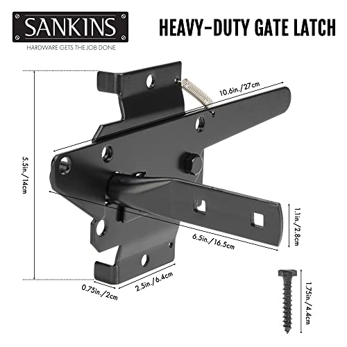 Heavy Duty Self-Locking Gate Latch for Wooden Fence Post Mount, 1Pcs Black - color: Black(1pcs)