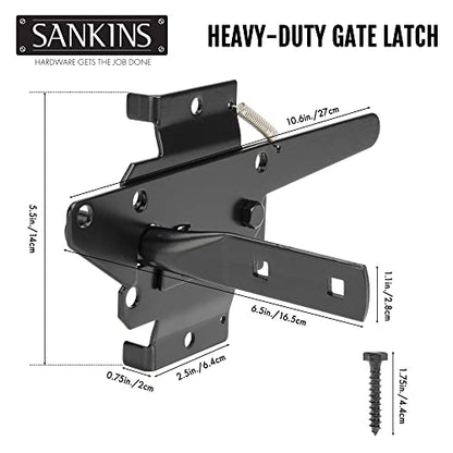 Heavy Duty Self-Locking Gate Latch for Wooden Fence Post Mount, 2Pcs Black - color: Black(2pcs)