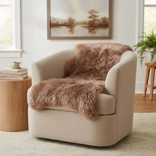 Super Area Rugs Buff Tan Sheepskin Rug Genuine Single 2x3ft Pelt Fluffy Fur Seat Cushion and Chair Cover - color: Tan, size: 2' x 3' (Natural)