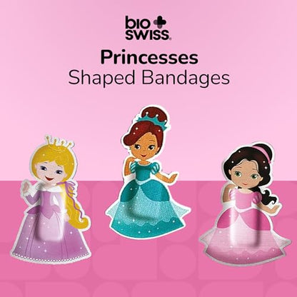 BioSwiss Bandages, Princess Shaped Self Adhesive Bandage Set, Latex Free, Sterile Wound Care, 50 Count - color: Princess, size: 50-Count Tin