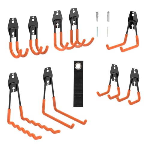 Garage Hooks Heavy Duty Steel Hooks for Hanging Power and Garden Tools, Ladders, Hose, Bikes, Ropes, Bulk Items, and More，Anti-Slip Coating with max 88lbs Capacity 10 Pack - size: 10 Pack