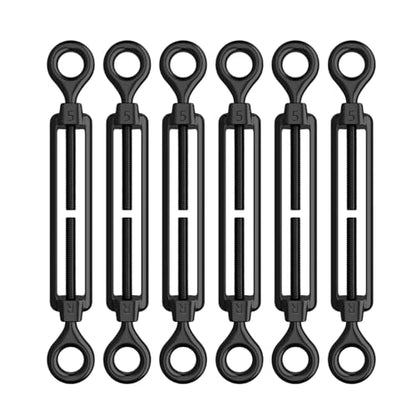 AUTMATCH M5 Eye & Eye Turnbuckle - 304 Stainless Steel Wire Rope Tensioner | Adjustable Turnbuckle for Cable Railing, Fence & Shade Sail Hardware, Wire Rope Tension Kit, 6-Pack, Black - color: Black Tone - Eye & Eye, size: M5