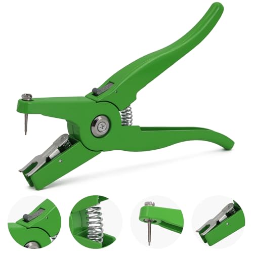 Cattle Ear Tags, Large Plastic Livestock Ear Tags for Sheep Cattle Calf Hog with Number 001-100/101-200/201-300, Animal Identification Ear Tag (Green, Ear Tag Pliers) - color: Green, size: Ear Tag Pliers