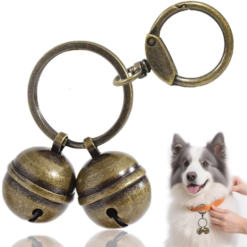 2 Extra-Loud Copper Dog Bells for Medium-Large Dog Collars - color: Bronze, size: Large