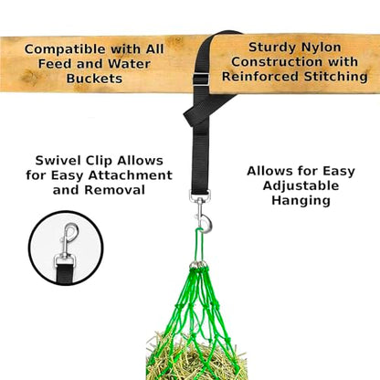 2PCS Hay Bag Hanging Goat Feeder,Slow Feeder Horse Hay Bag, with 4 Bucket Strapsnd for Horses Donkeys Cows Alpacas Ostriches or Other Animals