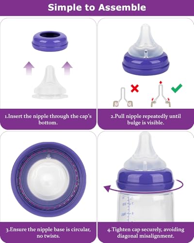 Silicone Nipples for Lansinoh Baby Bottle, Size S,Replacement Bottle Nipple,1m+,Slow Flow, 6 Count - color: 1m+,S, 6 counts
