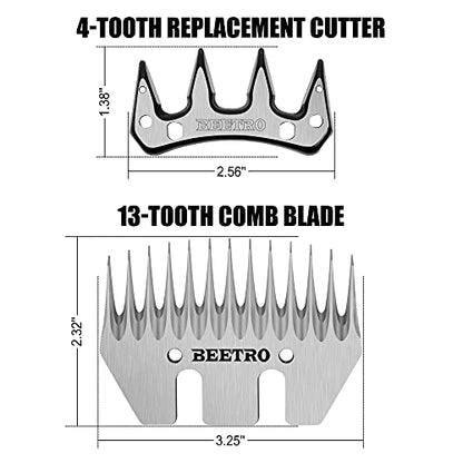 BEETRO 500W Electric Professional Sheep Shears, Animal Grooming Clippers for Sheep Alpacas Goats and More, 6 Speeds Heavy Duty Farm Livestock Haircut, with an Extra Set of Blades - size: Two sets of blade