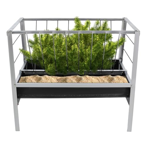 Heavy-Duty Galvanized Steel Feed Trough | Goat Feeder, Horse Feeder, Pig Feeder | 22 Gallon Capacity, 6.7" Deep | 39.4"x25.6"x33.5" | Holds Up to 10 Livestock | Floor-Standing for Farms & Pens