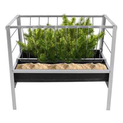 Heavy-Duty Galvanized Steel Feed Trough | Goat Feeder, Horse Feeder, Pig Feeder | 22 Gallon Capacity, 6.7" Deep | 39.4"x25.6"x33.5" | Holds Up to 10 Livestock | Floor-Standing for Farms & Pens