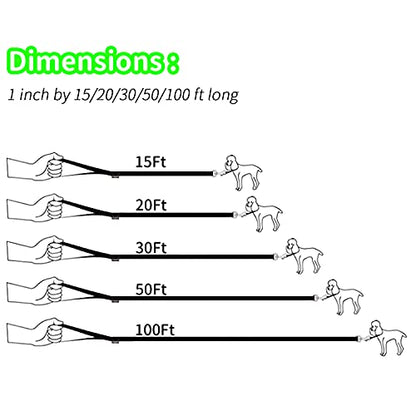 HIKISS Long Dog Leash Obedience Recall Training Agility Lead with Thickening Material for Large Dog - 15ft 20ft 30ft 50ft 100ft Training Leash(Green 15ft) - color: T5:Large Dog Thicken green, size: 15 Feet