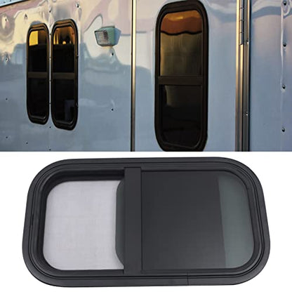 Vertical Sliding Black RV Window for Teardrop, Cargo, Horse Trailer, Marine Camper Window Replacement,12" Wide x 22" Tall (12"x22") - size: 12"x22"