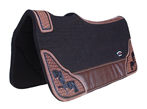 Horse Western Contoured Wool Felt Therapeutic Saddle Pad Black 39208 - color: Brown