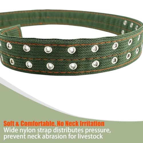 2 Pack 59 Inch Adjustable Cow Collar, Heavy-Duty 4-Layer Thickened Nylon Collar with 2-Row Metal Buckle for Cattle, Cow, Sheep, Goat, Horse, Camel, and Large Dogs, Farm Animal Neck Strap