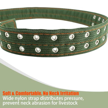 2 Pack 59 Inch Adjustable Cow Collar, Heavy-Duty 4-Layer Thickened Nylon Collar with 2-Row Metal Buckle for Cattle, Cow, Sheep, Goat, Horse, Camel, and Large Dogs, Farm Animal Neck Strap