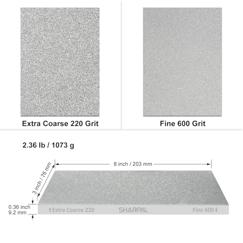 SHARPAL 163N Double-sided Diamond Sharpening Stone, 8 in. x 3 in. - size: 8 in. x 3 in. / 220&600 Grit
