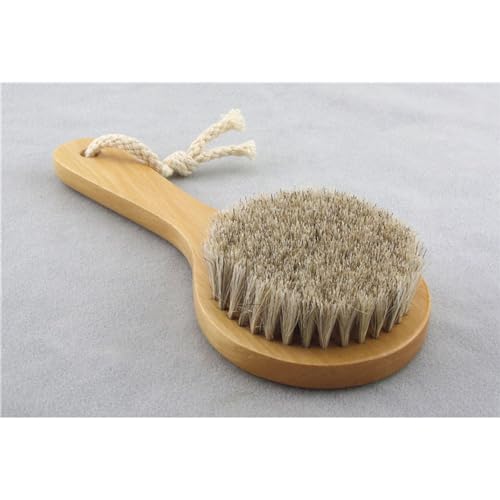 7.87” Short Handle Dry Bath Body Brush Scrubber, Wood Handle Soft Horsehair Mane Natural Bristles Shower Brush, Good for Cellulite, Detox, Exfoliating, Blood Circulation, etc. - size: 7.87 Inch Short Handle Wooden Horsehair