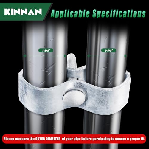 KINNAN 6 Set Dog Kennel Panel Clamps, Saddle Clamps for 1-5/8" OD Pipe, Galvanized Steel, for Round Pipe Panel Frame,Chain Link Fence,Bolts & Nuts include - size: 1-5/8 6Pcs