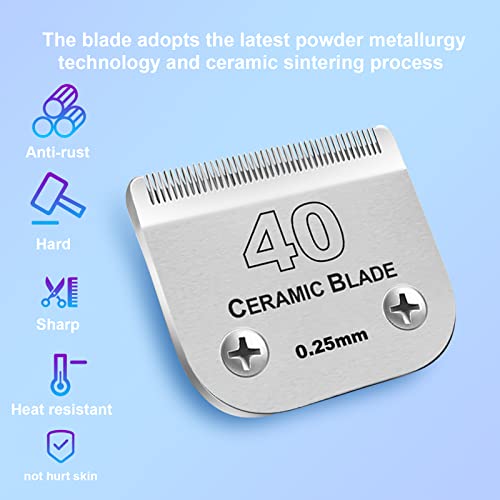 Dog Grooming Ceramic Blade Sets,Compatible with Andis/Oster A5,Wahl KM10 - color: 40# (10 Pack)
