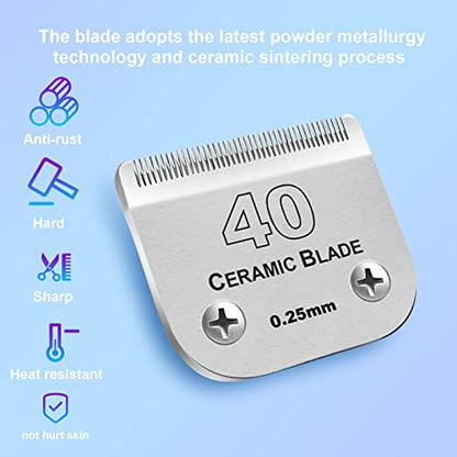 Dog Grooming Ceramic Blade Sets,Compatible with Andis/Oster A5,Wahl KM10 - color: 40# (10 Pack)