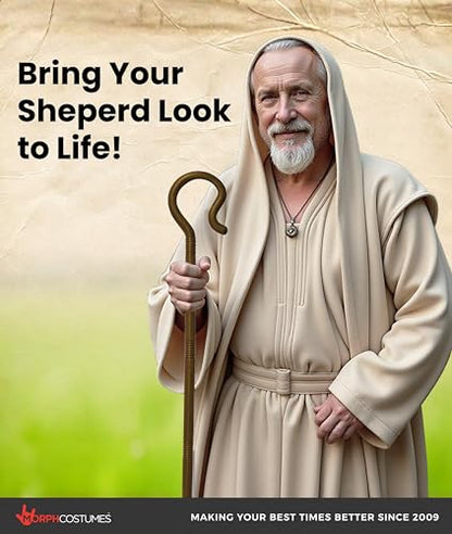 Morph Noveltied Plastic Shepherds Hook Prop Staff Cane Walking Stick - Nativity Play Costume Accessory, 59" - color: Brown