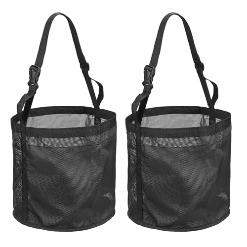 Horse Feed Bag Horse Muzzle Hay Bags with Strap (Black L 2Pcs) - color: Black, size: L