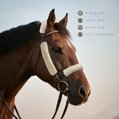 Soft Fleece Halter Covers for Horses BNC Series (4-Piece, Cream) - color: Cream