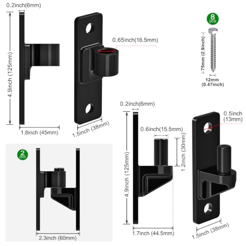 Insaga Heavy Duty Gate Hinges 6MM Thick Carbon Steel, 600LB Load Capacity Black Wall Mount Gate Hinge with 8 Screws, Electrocoated Rustproof Farm Gate Hinges for Wood Metal Fence Gates, 2Pack - color: Black-2Pack (Screws)