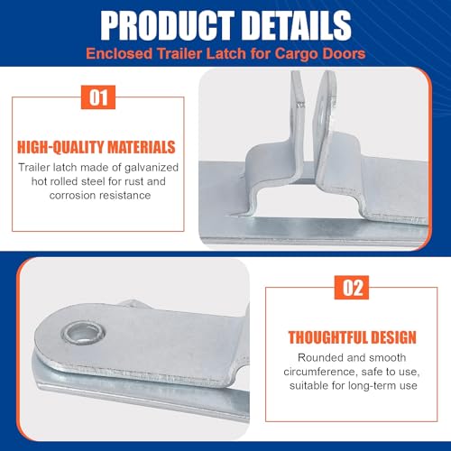 Fuoequl Trailer Hasp Bolt Kit for Trailer Cam Action Hasp - style: Cargo Trailer Door hasp
