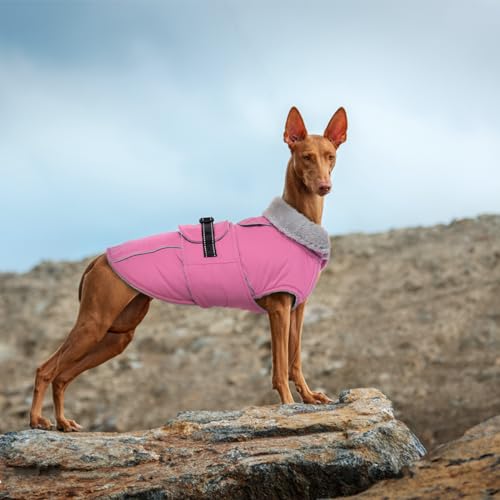 Lelepet Dog Coats for Medium Dogs Waterproof Dog Jacket with Adjustable Fit - color: Pink, size: M