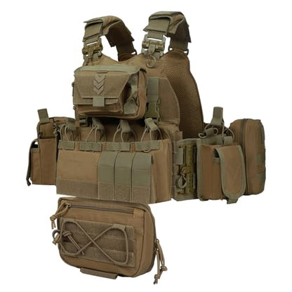 YAKEDA Outdoor Training Vest With PALS System MultiFunctional MOLLE Quick Release Vest- For Hiking, Camping Training - color: Mud Color