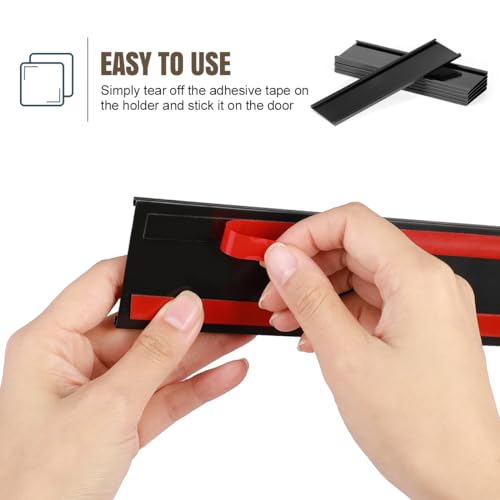 Lenink 6 Pack Name Plate Holder, Office Door Name Plate Holder Adhesive Wall Mount for Meeting Room, Business Department, Warning Area 8” X 2” (Black) - color: Black