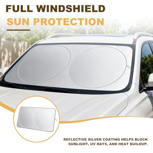 Car Windshield Sunshade, Front Window Heat Blocker Automotive Sun Screen, Foldable Sun Visor Cover Vehicle Front Windshield Shades for UV Protection, Car Accessories (Small) - color: S(150*70cm)