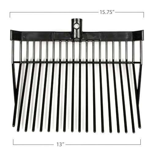 Jeffers 18 Tine Manure Fork Head – Heavy Duty Replacement Scoop Fork for Stalls, Bedding, Barn Waste, Hay, Polystyrene Tines, 15" Wide, Fits Standard Handles, Black Fork Head Only - 6 Pack - size: 18 Tines - 6 Pack