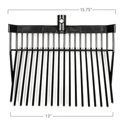 Jeffers 18 Tine Manure Fork Head – Heavy Duty Replacement Scoop Fork for Stalls, Bedding, Barn Waste, Hay, Polystyrene Tines, 15" Wide, Fits Standard Handles, Black Fork Head Only - 6 Pack - size: 18 Tines - 6 Pack