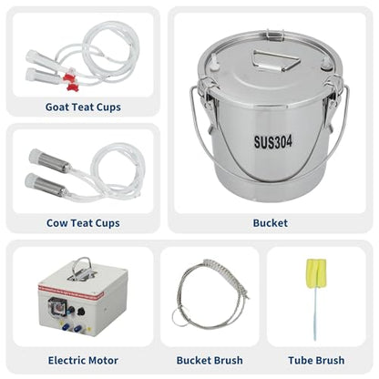 Goat Milking Machine, 12L, 304 Steel, Rechargeable, Silver - size: 12L