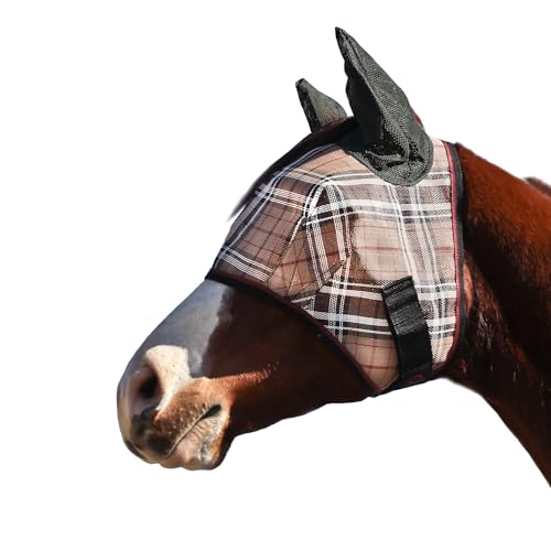 Kensington Fly Mask with Fleece Trim for Horses — Protects Face and Eyes Helps Block Sun Rays While Allowing Full Visibility — Breathable and Non Heat Transferring - color: 121 - Deluxe Black