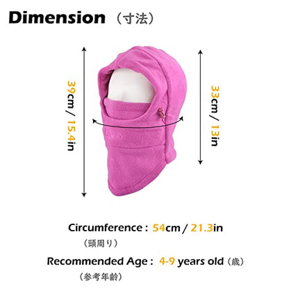 TRIWONDER Kids Winter Hats Balaclava Ski Mask for Boys Girls Toddlers Windproof Adjustable Cold Weather Face Mask Neck Warmer - color: Rose Red 2