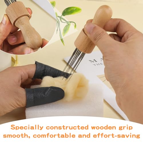 Mayboos Felting Needle Tools with Eight Felting Needles Wooden Handle