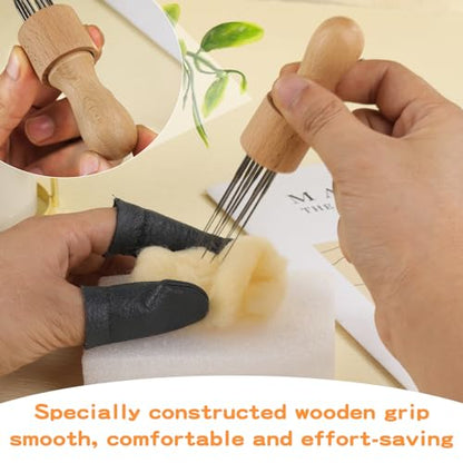 Mayboos Felting Needle Tools with Eight Felting Needles Wooden Handle