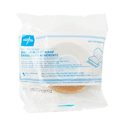 Medline Non-Sterile Self Adherent Cohesive Bandages, Tan, 1" x 5 yds., (2.5 cm x 4.6 m), Not Made from Natural Rubber Latex, Pack of 30 - size: 30 Count (Pack of 1)