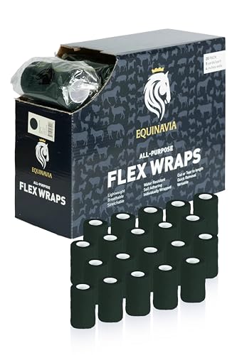 Equinavia 20 Pack Self Adhesive Bandage Wrap, 4 Inch Vet Wrap for Horses - color: Dark Green