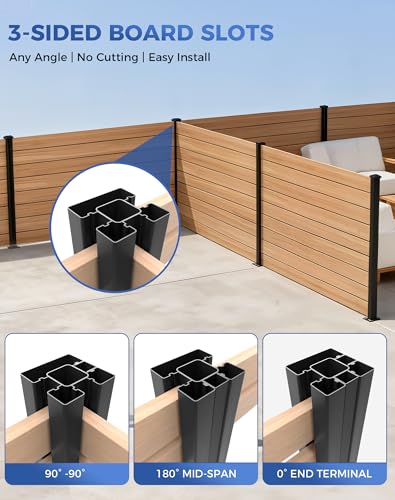2 Pack 45" Heavy Duty Aluminium Fence Post, No Dig Metal Post for Outdoor Privacy Fence Panels, Compatible with Wood Slats and Composite Boards for Patio, Backyard & Garden (2 Pack) - color: 45 inch Post-2pcs
