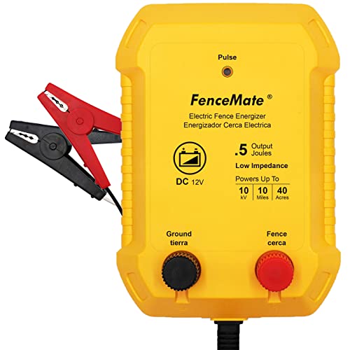 FenceMate Battery Powered Electric Fence Charger Output 0.5J up to 10 Miles - style: 0.5J, 12V battery not included