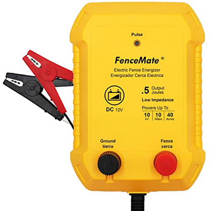 FenceMate Battery Powered Electric Fence Charger Output 0.5J up to 10 Miles - style: 0.5J, 12V battery not included