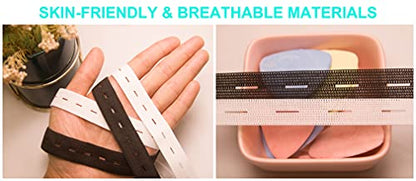 Flat Sewing Band Spool with Buttonholes, Elastic Stretchable, Ideal for DIY Waistbands and Necklines (Black & White, 3/4" × 5 Yds Each) - color: Black & White, size: 3/4" × 5 Yds each