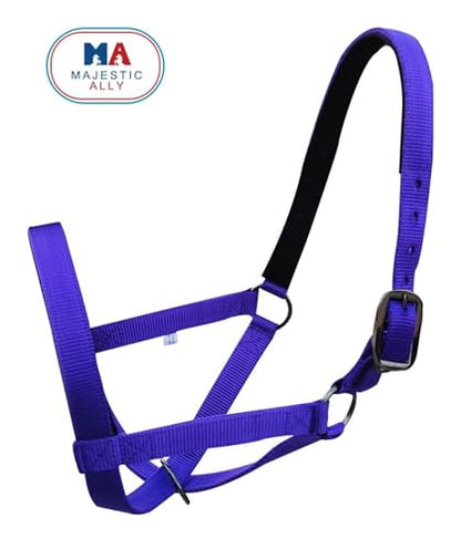 Majestic Ally Adjustable Nylon Cattle Halter with Padded Crown and Nose - 6-Month Warranty - color: Purple