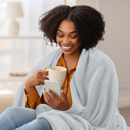 Utopia Bedding Soft Fleece Bed Blanket Throw Size Light Grey (50x60 Inch) - color: Light Grey, size: Throw (50x60 Inch)