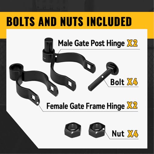 VIVIDA 1-3/8" x 2-3/8" Chain Link Fence Black Gate Hinge Kit, 2 Pack - color: Black (2 Set), size: 1-3/8" x 2-3/8"