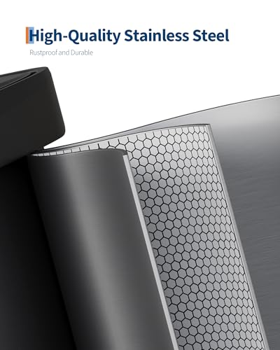 Garvee 13 gal / 50 L Stainless Steel Trash Can with Lid, Large Garbage Can for Kitchen, Rustproof Step-on Kitchen Metal Trash Bin with Liner Rim, Rear Handle, Soft Close Plastic Lid, Silver - color: Silver, size: 13.2 Gallons