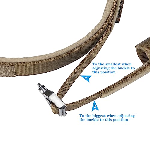 EXCELLENT ELITE SPANKER Tactical Nylon Dog Collar Military Metal Buckle | Adjustable Training Padded Durable Dog Collar Heavy Duty with Control Handle & Patches for Medium and Large Dogs Easy Wear - color: Coyote Brown, size: M-(14''-18")